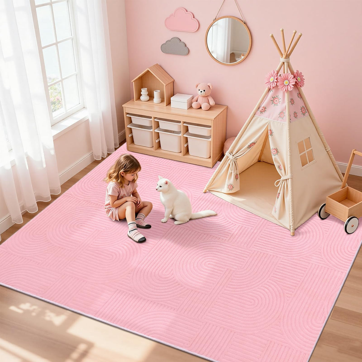 6x9 Area Rugs for Living Room (6' x 9' (Rectangular) / Pink)