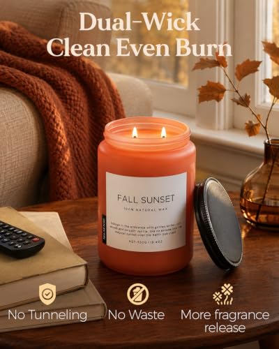 Fall Sunset Amber Scented Candles Early Autumn Decor Home Fragrance (Large Jar / Amber Santal)