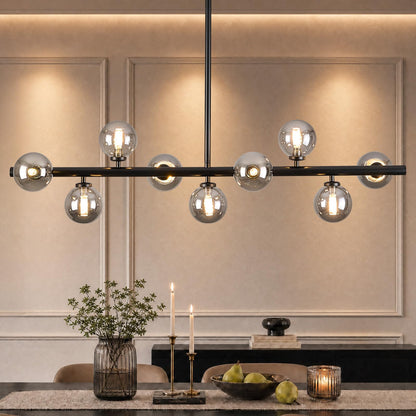 Linear Sputnik Dining Chandelier (Black + Grey / 9-Light 40 Inch)