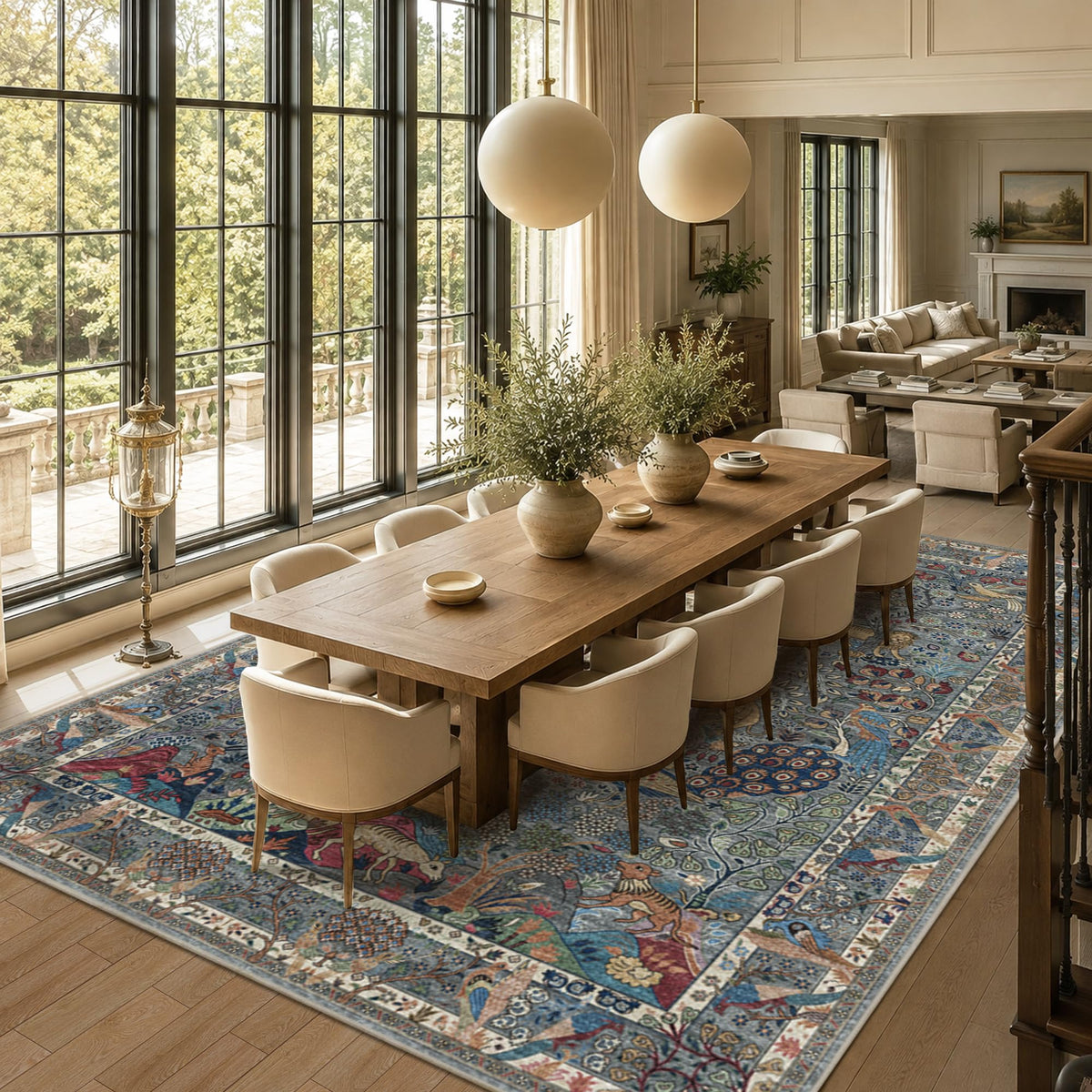 10x14 Large Area Rug (Dusty Blue/Multi / 10' x 14' (Rectangular))