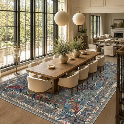 10x14 Large Area Rug (Dusty Blue/Multi / 10' x 14' (Rectangular))