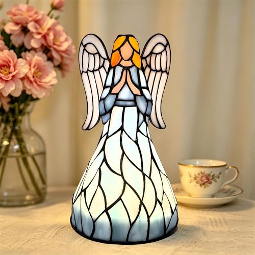10.75” Tiffany Style Angel Figurines LED Lamp