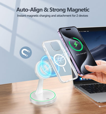 Magnetic Wireless Charger Stand 15W Fast Mag (Magnetic Single Pack White)