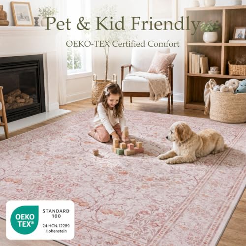 8x10 Area Rugs for Living Room (Blush Pink / 8' x 10' (Rectangular))
