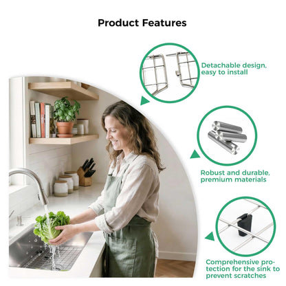 30" x 16" Stainless Steel Sink Grid Bottom Protector Rack (30" x 16" Rear Drain)