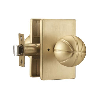Brushed Gold Door Knob with Push Lock for Bath & Bedroom