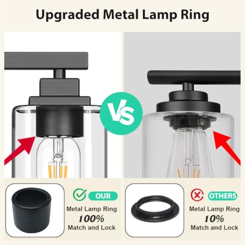 Matte Black Bathroom Light Fixtures (Black-Clear Shade / 6-Light)
