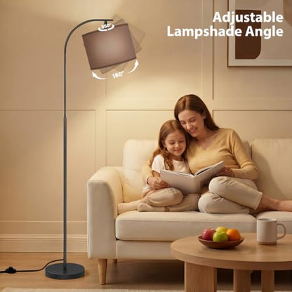Floor Lamp with Linen Shade (Brown)