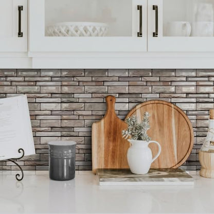 10 Sheet Brick Peel and Stick Kitchen Backsplash Tiles