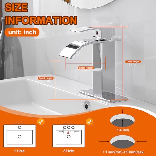 Gold Bathroom Faucet Waterfall Single Hole 1 Hole Deck Mounted Brushed Gold Vanity Bath Mixer Tap