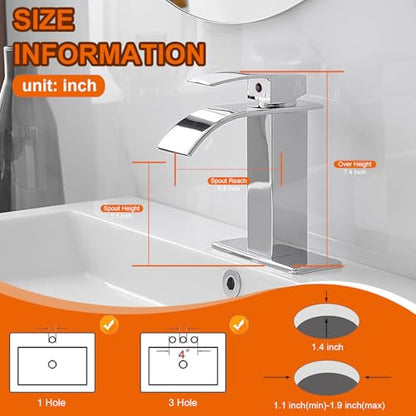 Gold Bathroom Faucet Waterfall Single Hole 1 Hole Deck Mounted Brushed Gold Vanity Bath Mixer Tap