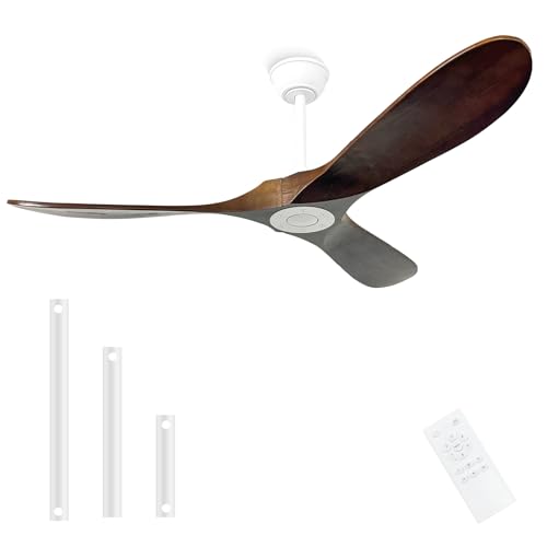 52'' Outdoor Ceiling Fan No Light (52 inch / White+Dark walnut)
