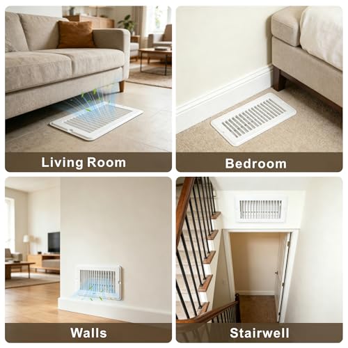 4 Pack 4"x8" Metal Floor Register Vents