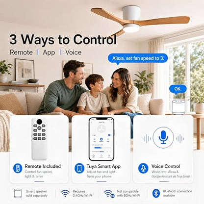 Smart Low Profile Ceiling Fan with Lights and Remote