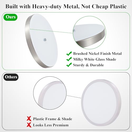 12 Inch Brushed Nickel LED Flush Mount Ceiling Light Fixtures