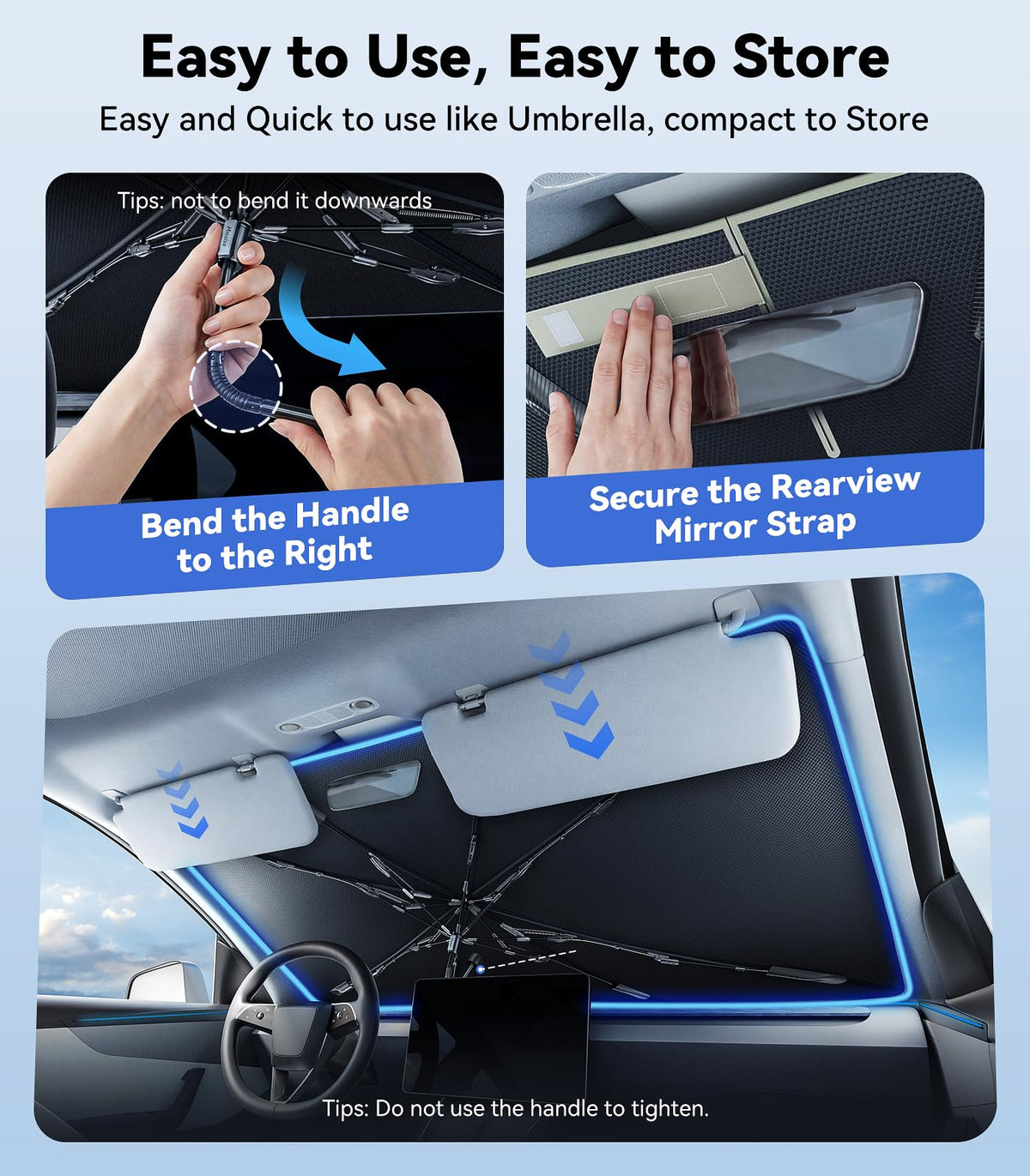 Windshield Sun Shade Umbrella [Vinyl Coating Heat Shield]