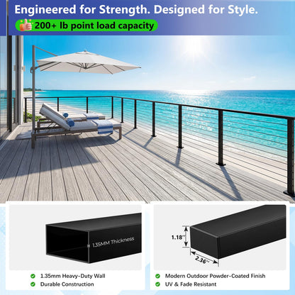 10FT Marine Grade Stainless Steel Black Handrail (10 Feet)