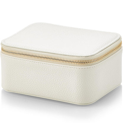 Travel Jewelry Organizer with 8 Clear Velvet Zipper Pouches (C.8 PCS White)