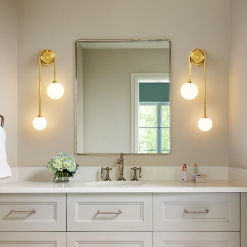 2 Light Milk White Glass Wall Sconce