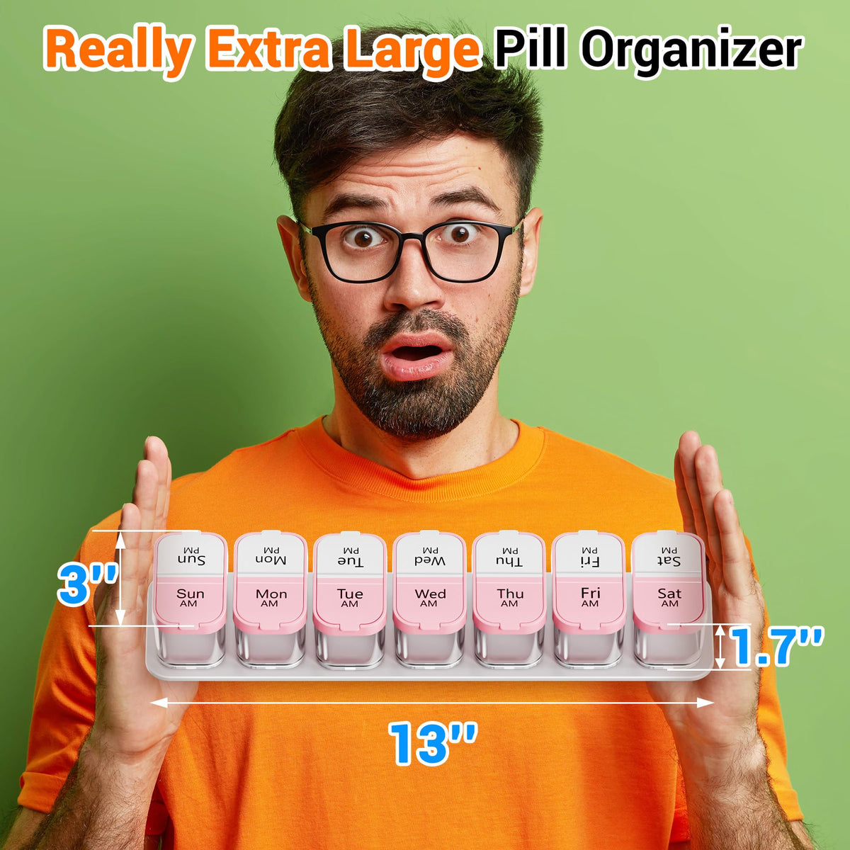 Extra Large Pill Organizer Weekly (Pink)