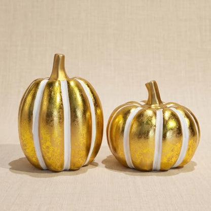 White and Gold Decorative Pumpkins