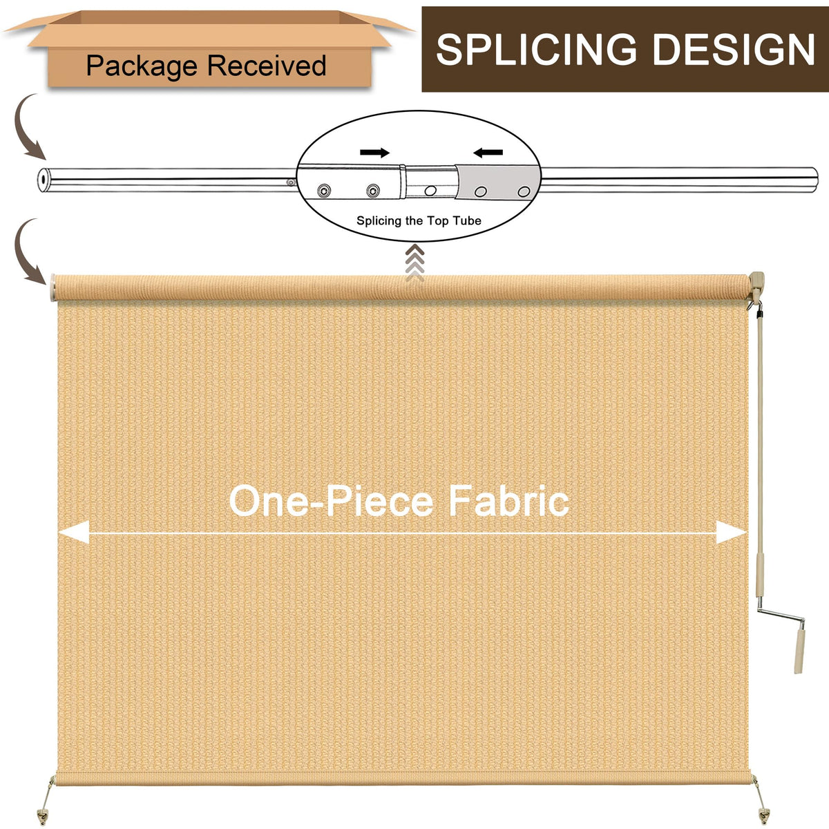 Outdoor Roller Shades for Patio (Sesame / 96"W x 96"H)