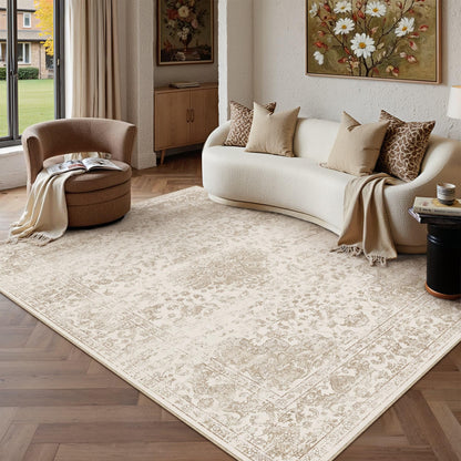 Light Brown 5x7 Area Rug Washable for Living Room (Y| Light Brown / 5' x 7' (Rectangular))
