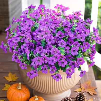 Artificial Flowers Daisy with Eucalyptus Leaves for Outdoor Indoor Garden Home Decoration 12 Bundles