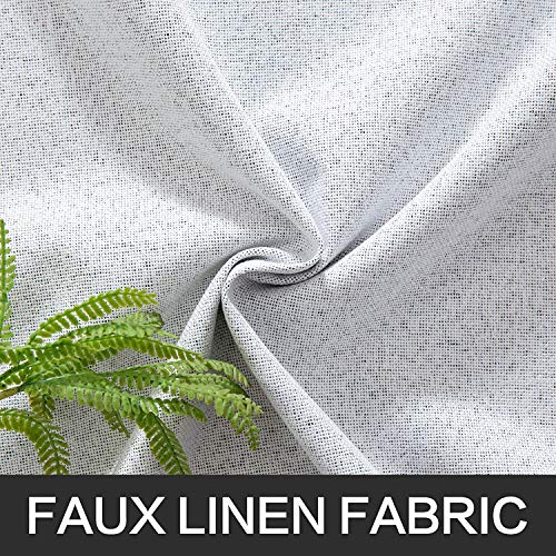 100% Blackout Linen Curtains for Bedroom 42x63 Inches Grayish White (Grayish White / 42"W x 63"L (Pack of 2))