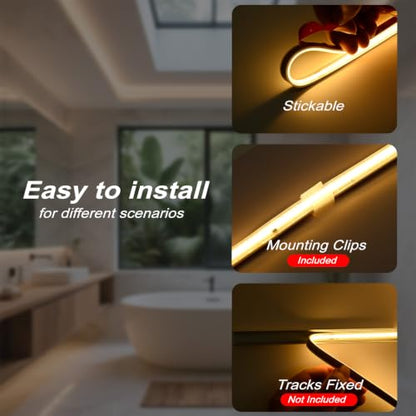COB LED Rope Light AC 120V 1200lm Ultra Bright IP65 Waterproof Cold