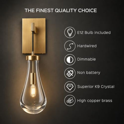 Gold Raindrop Brass Wall Sconce