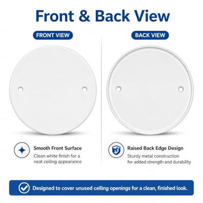 2 Pack 6.25 Inch Ceiling Cover Plate with 3.5" Mounting Hole Spacing