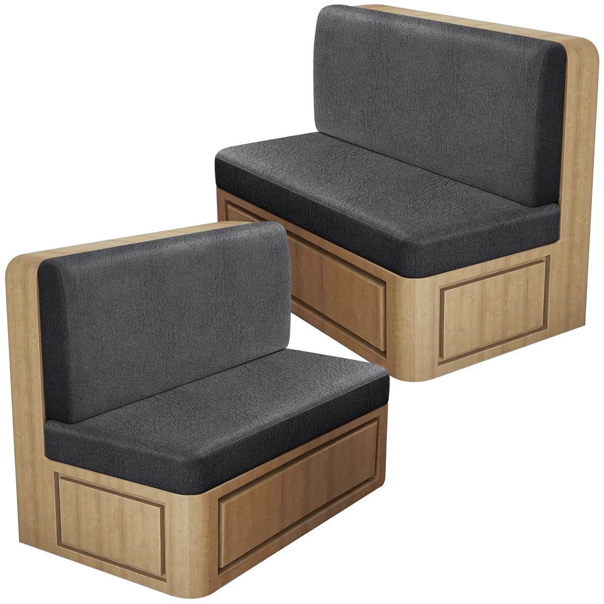 Leather Look RV Dinette Cushion Covers (2 Sets / 256 Dark Gray)