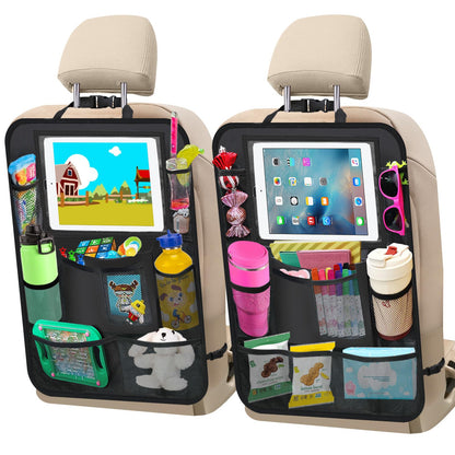 2 Pack Car Backseat Organizer Car Seat Organizer Back Seat Protector (Black / 2 Pack without Food Tray)