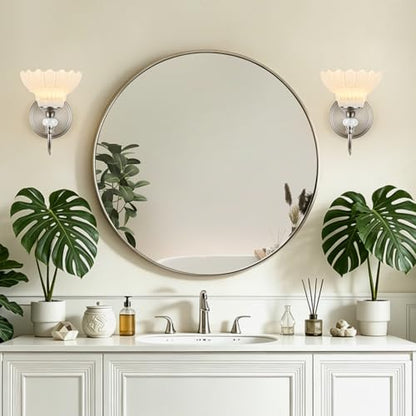 1 Piece Brushed Nickel Finish Wall Sconce (Nickel and White / 1-Light)