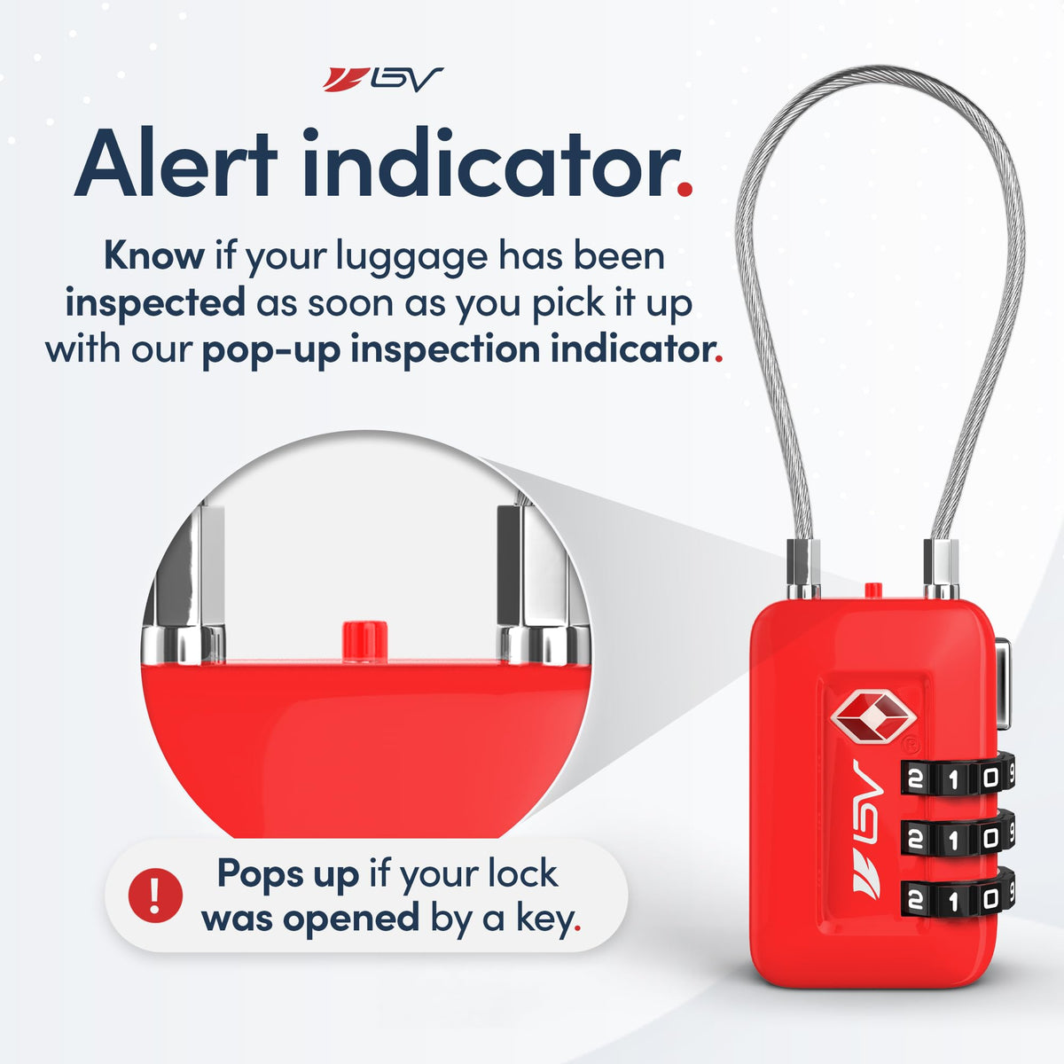 Luggage Locks TSA Accepted (Red 4-Pack)