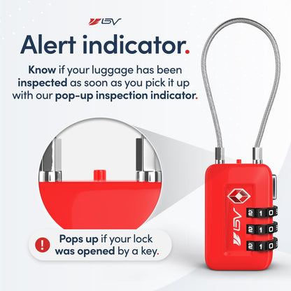 Luggage Locks TSA Accepted (Red 4-Pack)
