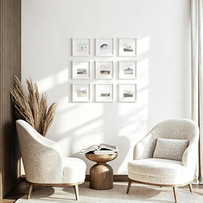 8x8 Solid Wood Frame Set of 2 (White Wood Grain / 8x8)