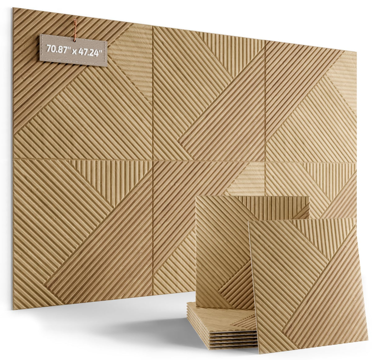 6 Pack Large Felt Bulletin Board (Natural Oak Diamond / Fine-stripe 6-pack)