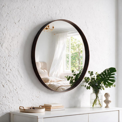 Round Wall Mirror 24 Inch (Black / 24"L x 24"W / Concave-Circle)
