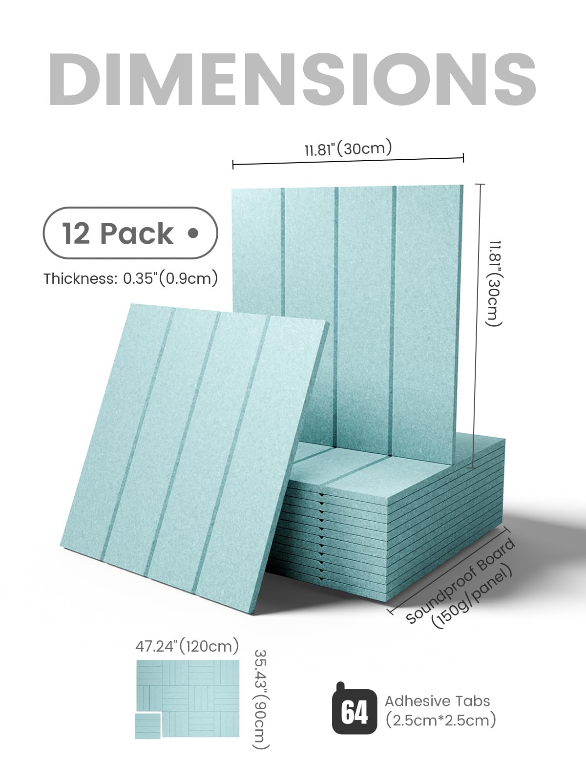 Felt Bulletin Board & Cork Board Alternative (Aqua Blue-1 / Bold-stripe 12-pack)