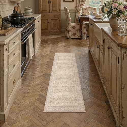 2x6 Beige Neutral Retro Runner Rug (Retro | Beige / 2' x 6' (Runner))