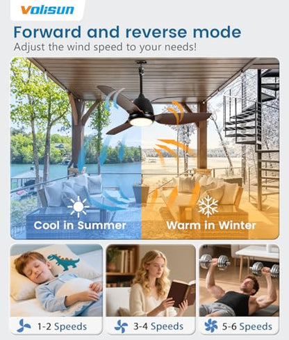 Outdoor Ceiling Fans with Light for Patios (Brown)
