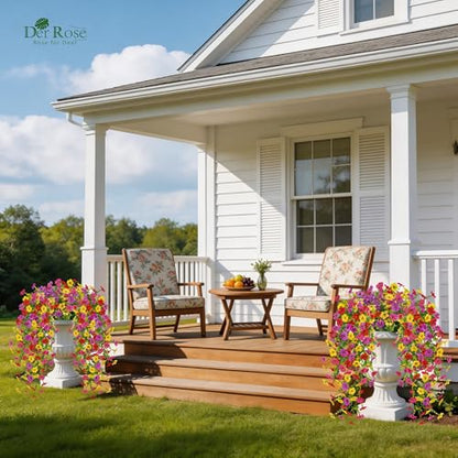 UV Resistant Artificial Hanging Flowers for Outdoors (Colorful)