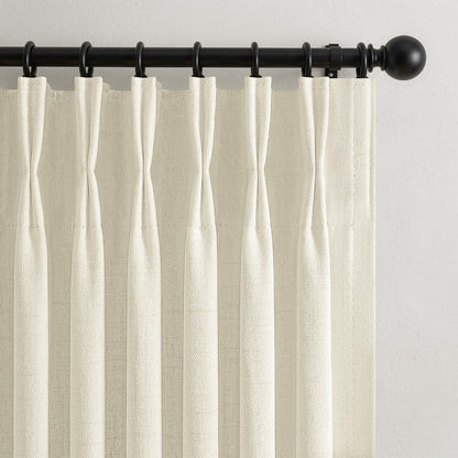 70 Inch Extra Wide Pinch Pleated Blackout Curtains for Living Room 2 Panels (Cream / 70"W x 90"L (Pack of 2))