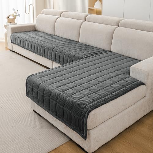 Couch Covers for Sectional Sofa (Dark Grey / 1PC/35"X94")