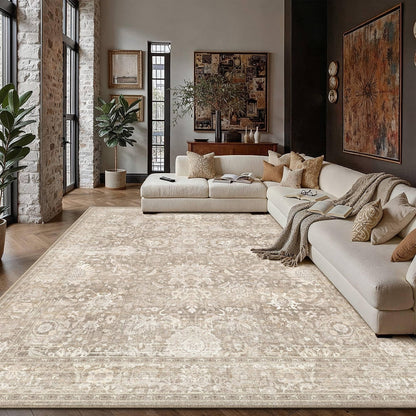 Area Rugs 10x12 Beige Vintage Rug for Living Room (Retro | Beige / 10' x 14' (Rectangular))