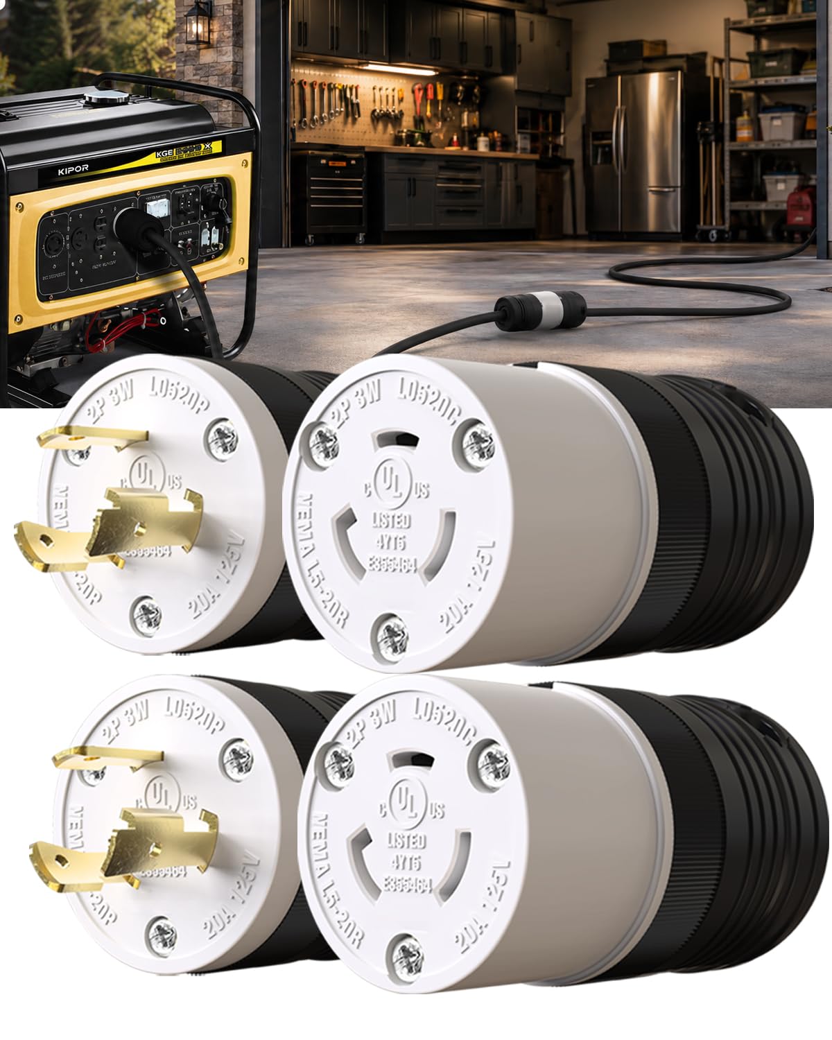 2 Set NEMA L5 (Black / L5-20P&L5-20R)