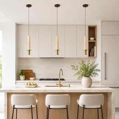Yellow Travertine Pendant Light Wabi