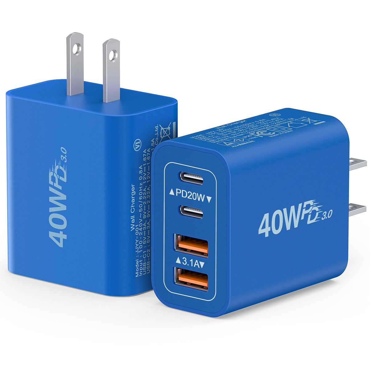 2Pack]40W USB C Super Fast Charger Cube (2Pack Blue / 40W)